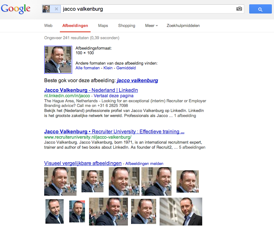 Search results with Google images